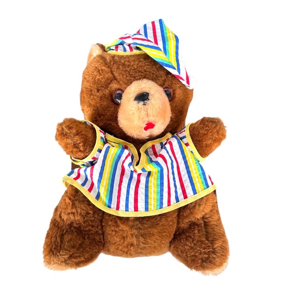 Vintage 1950's Plush Bedtime Teddy Bear Commonweath Toys Carnival Christmas Rare